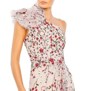 (4) BNWT MAC DUGGAL EMBELLISHED RUFFLED ONE SHOULDER A LINE GOWN
